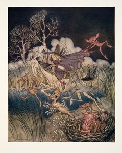 The Nightmare, med hele hendes nifold?, fra The Legend of Sleepy Hollow af Washington Irving (1783 - 1859), pub. 1928 af Arthur Rackham
