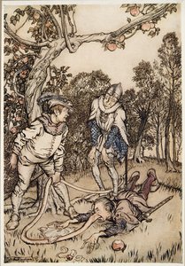 Næsetræet, fra Lillebror & Lillesøster og andre fortællinger af brødrene Grimm, pub.1917 af Arthur Rackham