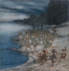 The Pert Fairies and The Dapper Elves (akvarel og pen og sort blæk) af Arthur Rackham