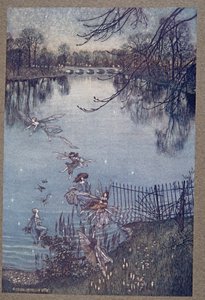 Serpentinen er en dejlig sø, og der er en druknet skov i bunden af den. Hvis du kigger ud over kanten kan du se træerne alle vokse på hovedet, og de siger, at der om natten også er dr. af Arthur Rackham