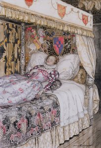 The Sleeping Princess, illustration til The Allies Fairy Book, Heinemann, 1916 (pen & blæk med wc på papir) af Arthur Rackham