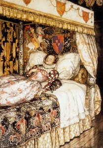 Den sovende prinsesse, illustration af Arthur Rackham til fortælling af Charles Perrault "Sleeping Beauty" af Arthur Rackham