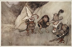 Deres ansigter var også ejendommelige... fra Rip Van Winkle af Washington Irving, pub. 1910 af Arthur Rackham