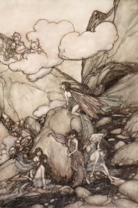 Disse fe-bjerge, fra Rip Van Winkle af Washington Irving, udg. 1910 af Arthur Rackham