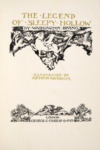 Titelblad fra The Legend of Sleepy Hollow af Washington Irving (1783 - 1859), pub. 1928 af Arthur Rackham