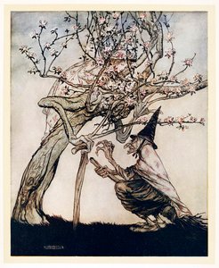 Mit træ! O mit træ! Har du set min frække lille stuepige, English Fairy Tales, pub 1922. af Arthur Rackham