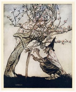 Mit træ! O mit træ! Har du set min frække lille stuepige?, fra English Fairy Tales, pub. 1922 af Arthur Rackham