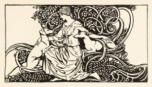 Tuiren med Bran og Sceólan fra The Birth of Bran i Irish Fairy Tales af Arthur Rackham