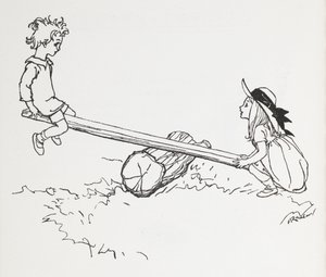 To børn på en sav. af Arthur Rackham