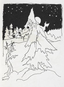 To træmænd i en snedækket skov af Arthur Rackham
