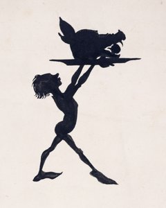Nå, gæsterne samlet i paladsets festsal og festen begyndte, illustration fra The Sleeping Beauty, af C.S. Evans, udgivet 1920 af Arthur Rackham