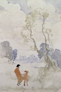 Blæsende dag (wc på papir) af Arthur Rackham