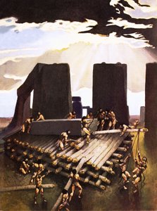 Bygningen af Stonehenge, en forestilling i 1978 af Arthur Ranson