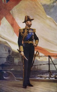 Kong George V i flådeuniform (farve litho)