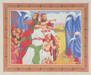 Delingen af Det Røde Hav af Arthur Szyk