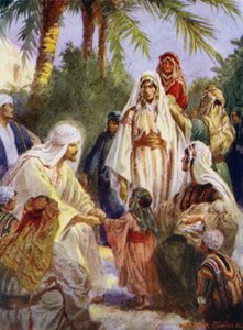 Jesus og børnene (farve litho) af Arthur Twidle
