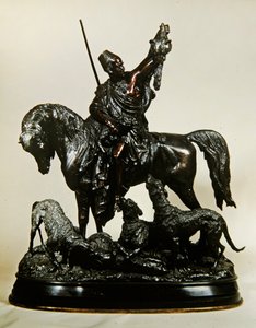 Kabyle vender tilbage fra jagten, ca. 1870 (bronze) (se 474330 for omvendt) af Arthur Waagen