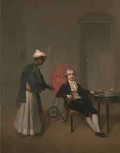 Portræt af en herre, muligvis William Hickey, og en indisk tjener af Arthur William Devis