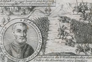 ALVARADO, Pedro de (1485-1541). Spansk conquistador og guvernør i Guatemala. Slaget ved Ulatlanga