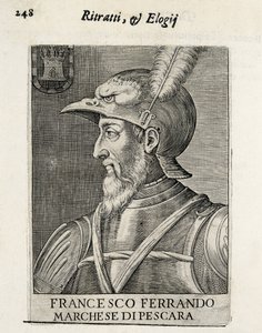 AVALOS, Fernando Francisco (1490-1546). Spansk general. Xylografi. SPANIEN. MADRID (SELVSTYRENDE REGION). Madrid. Nationalbibliotek