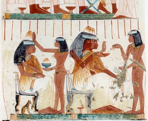 En reception. Faksimile efter to billedhuggeres grav i Theben, Amenophis II