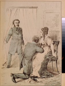 Alexander Pushkin (1799-1837) (litografi) af Artist Unknown