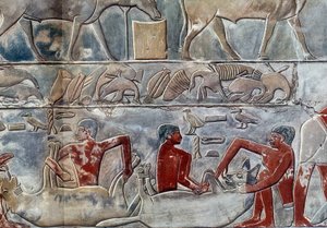 Kunst Ägypten: Fütterung einer Hyäne. College ähnlich der Mastaba von Mereruka. von Artist Unknown
