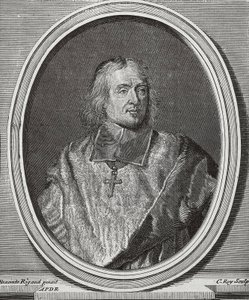 BOSSUET, Jacques-Benigne (1627-1704). Engelsk teolog og biskop. Portrætkopi fra originalen af Hyacinthe Rigaud. Gravering af Artist Unknown