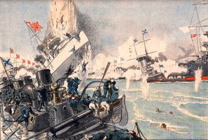 Slaget ved Tsushima, russisk-japanske krig - Russisk-japanske krig: Søslaget ved Tsushima, "The Little Journal" 11/6/1905. af Artist Unknown