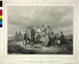 Bivuak efter kampen ved Schwechat af Artist Unknown