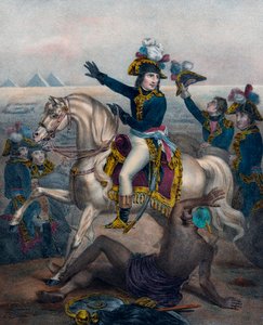 Bonaparte taler til sine tropper i Egypten den 12. juli 1798 (kobberstik)