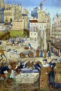 Opførelse af en katedral i middelalderen af Artist Unknown