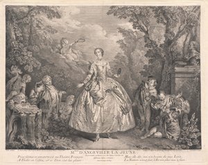 Danser i Paris ved hoffet, kong Louis XV Angeville af Artist Unknown