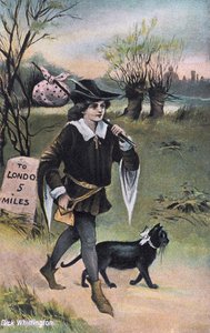 Dick Whittington på vej til London (tryk) af Artist Unknown