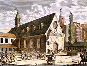 Den franske revolution: Lukning af jakobinernes værelse natten mellem 27. og 28. juli 1794 (kobberstik)