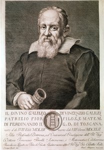GALILEI Galileo, italiensk filosof, astronom og matematiker: Portræt (radering) af Artist Unknown