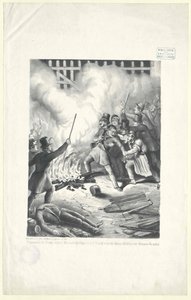 Grim scene ved Mariahilfer-linjen om natten fra den 13. marts 1848 i Wien-revolutionen af Artist Unknown