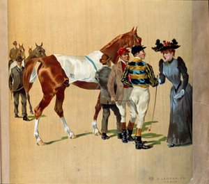 Hestevæddeløb: de sidste tips før løbet, begyndelsen af det 20. århundrede (print) af Artist Unknown