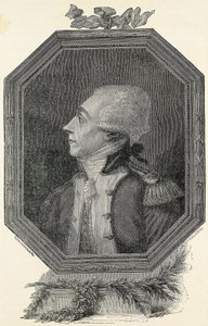 Lafayette, Marie Joseph Gilbert Motie Motier, markis af (1757-1834). Fransk aristokrat og militærmand med en liberal ideologi. Ætsning af Artist Unknown