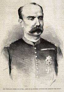 PRIMO DE RIVERA, Fernando (1831-1921). Spansk militærmand og politiker. Fernando Primo de Rivera, som kæmpede i den tredje billistkrig. Gravering. af Artist Unknown