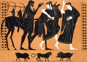 Peleus og Thetis foran kentauren Chiron (tryk) af Artist Unknown