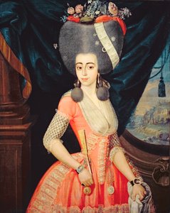 Portræt af en elegant dame, ca. 1790 (olie på lærred) af Artist Unknown
