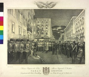 Højtidelig modtagelse af ærkehertug Karl Ludwig den 20. oktober 1855 i Trento af Artist Unknown