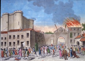 En folkemængde stormer Bastillen den 14. juli 1789 under den franske revolution.