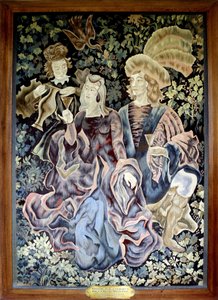 Billedtæppe, der forestiller Thibault IV af Champagne og Blanche af Kastilien af Artist Unknown