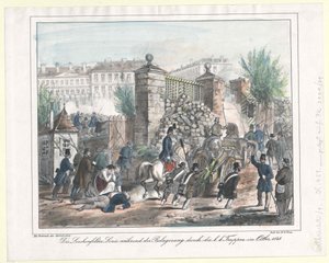 Lerchenfelder-linjen under de k.k.-troppers belejring i oktober 1848 af Artist Unknown