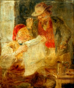 The Newspaper (olie på panel)