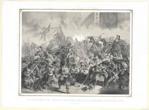 Angrebet på Jaegerzeil-barrikaden af det k. k. militær i oktober 1848 af Artist Unknown