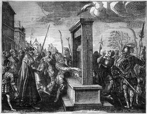 Guillotinen i det 16. århundrede i Frankrig af Artist Unknown