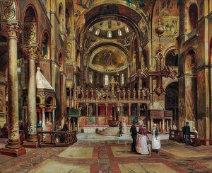 Inde i Basilica di San Marco, Venedig. 1886 af Arturo Ferrari